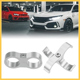 REPAIROCK 3pcs Aluminum Alloy AN12 Car Hose Separator Clamp Fuel Line Connector for Oil Fuel Hose Silver Tone Auto Replacement Parts