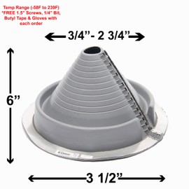 EAGLE 1 EPDM Flexible Roofing Pipe Flashing Retrofit Split Zipper Boots - On Site Adjustable Roof Pipe Jack Boot with Round Base (Multiple Sizes) (No. 1)