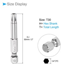 CoCud Magnetic Torx Bits T30 Head 1/4 Inch Hex Shank 2 Inch Length S2 Steel 5 Points Tamper Proof Star Screwdriver Bits - (Use: for Electric Screwdriver) Pack of 5