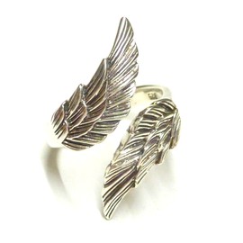 Silver Ring Open Band Ring Angel Wings Size 58 Sterling Silver Jewellery Unisex, Sterling Silver