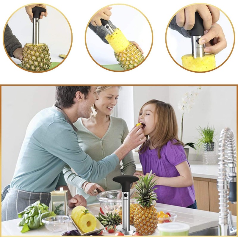 Rngeo 2 Pack Stainless Steel Pineapple Corer Cutter Slicer Peeler