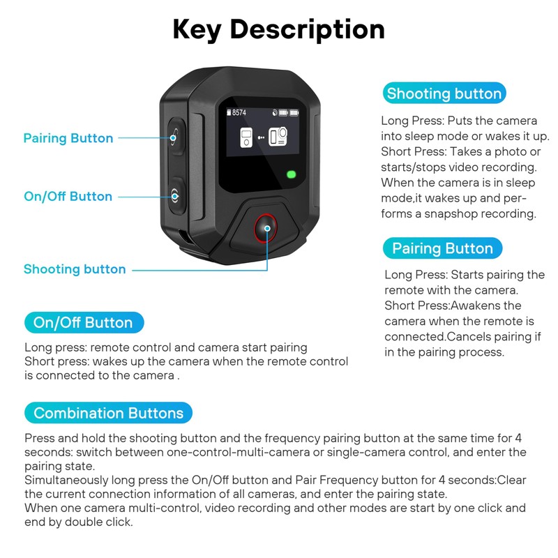 Treeboy Bluetooth GPS Remote Control for DJI Action 5 Pro/Action
