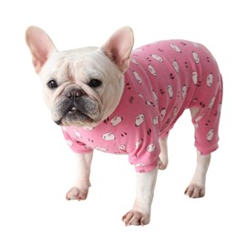 Fat Dog Clothing,Soft Cotton French Bulldog Pajamas,Pug Four legged Jumpsuit Onesies Costume for Cats Puppy Small Medium Dog_L(Pink)