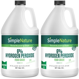 SimpleNature 6% Food Grade Hydrogen Peroxide Solution - 2 Gallons - Natural Multipurpose Cleaner - Made in USA - Ideal for Commercial, Residential, Kitchen, Bath, Laundry, and More - Ecofriendly