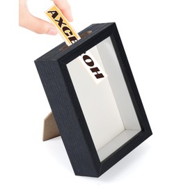 Upgraded 4"x6" Shadow Box Display Frame with Top Slot,MDF and Acrylic Panel, Case for DIY 3D Travel Memorabilia Crafts Tickets Pictures Dry Flowers Awards Medals Shells Piggy Bank, Black
