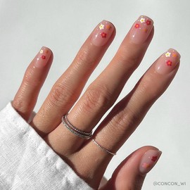Glamnetic Short Squoval Press On Nail Collection - Nail Glue & Remover:_Pretty Bloom