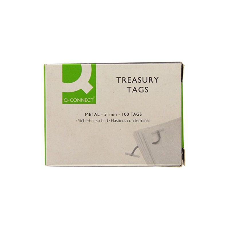 Q-Connect Metal Treasury Tag, 51 mm, Pack of 100, Green