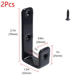 Geesatis 2 Pcs Bed Ladder Hooks Utility Hooks Hanger J Hooks Heavy Duty Metal PVC Coated for Bed Decoration Hook Tool, with Mounting Screws, Black, Inside 1"/25mm
