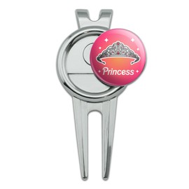 GRAPHICS & MORE Princess Crown Tiara Pink Background Golf Divot Repair Tool and Ball Marker