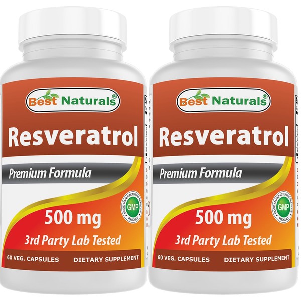 Best Naturals 2 Packs Resveratrol Complex 500 mg 60 Veg