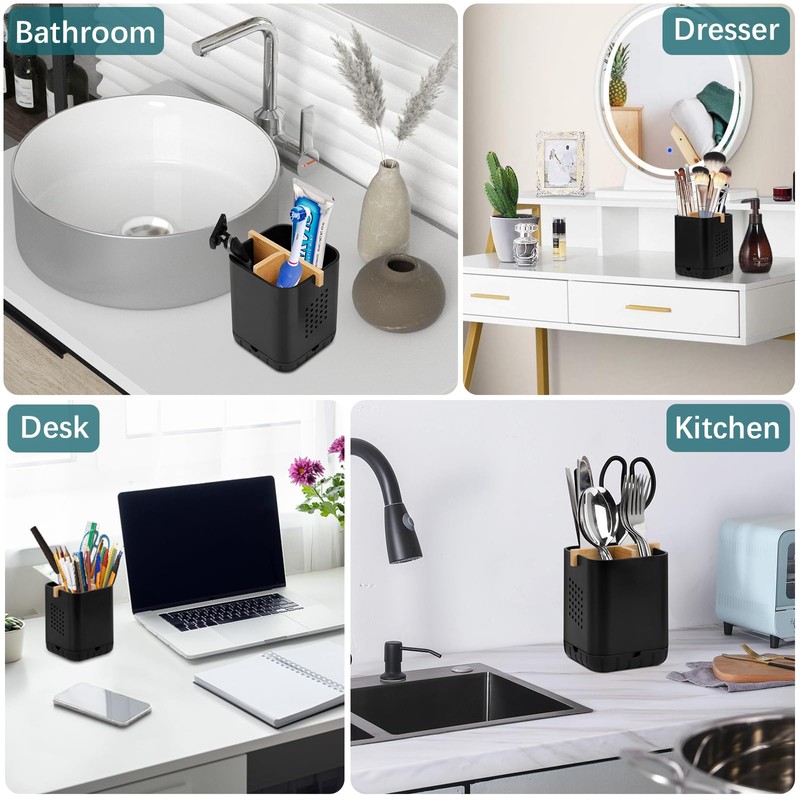 Boperzi Black Toothbrush Holders for Bathroom, Electric Toothbrush Holder with