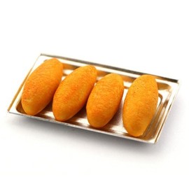 MyTinyWorld Dolls House Miniature Freshly Baked Bread Rolls On A Metal Tray