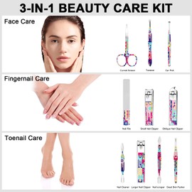 Manicure Set Nail Clippers Kit Professional Manicure Pedicure Care Tools 10pcs Stainless Steel Men Women Personal Care Grooming kit for Home Travel or Gift (Bohemia)