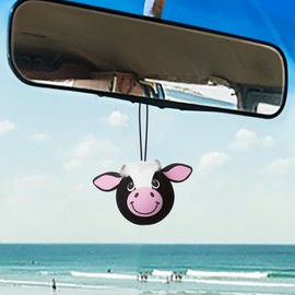 Tenna Tops Hanging Cute Cow (Bull) Rear-View Mirror Car Charm Decor Auto Accessory