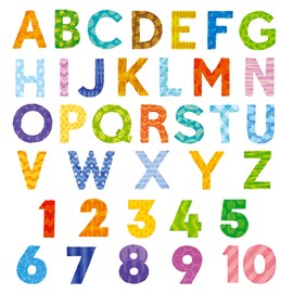 DECOWALL BA-4003 My First Alphabet and number Wall Stickers Decals Peel and Stick Removable for Nursery Bedroom Living Room art murals decor repositionable bathroom baby playroom abc