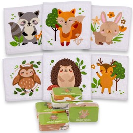 MIK funshopping Set of Magic Washcloths, Magic Cloth, Magic Towel, Party Bag, Children's Gift Tombola (Set of 6 Forest Animals)