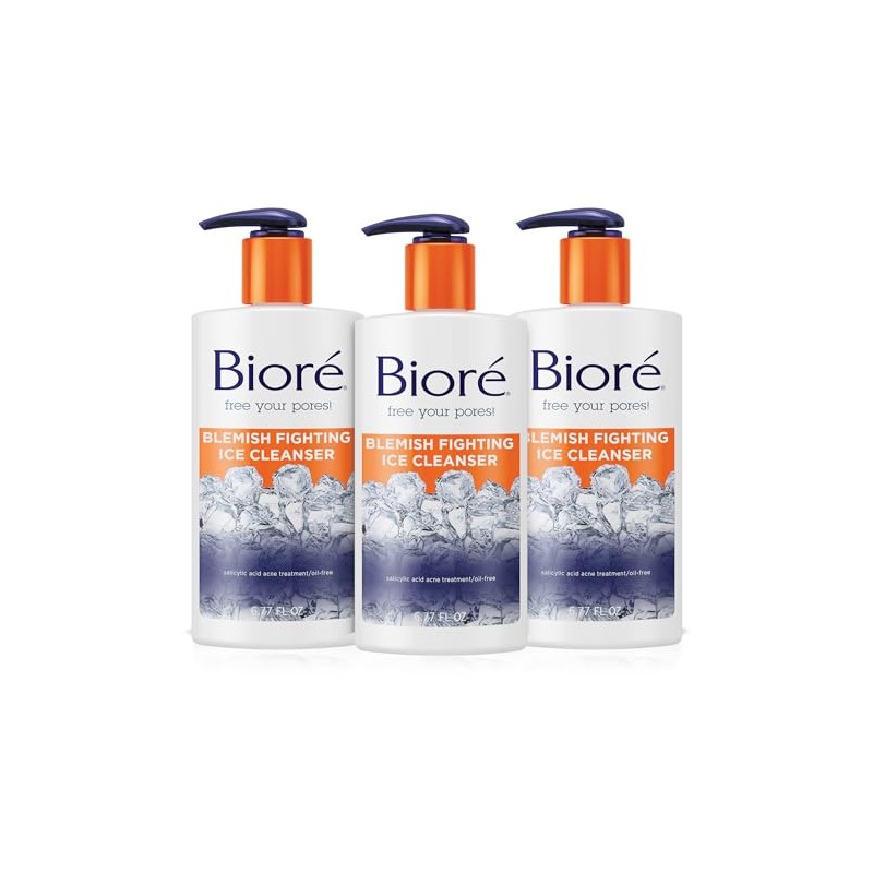 Biore Ice Cleanser Face Wash, Blemish Fighting Cleanser Clears And
