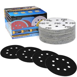 IROKCAKPT Waterproof Sandpaper, 4.9 inches (125 mm), #80, Sander Paper (50 Sheets), Sanding Disc, Coarse Sandpaper, Disc Paper for Electric Sanders, Headlight Grinding, Woodworking DIY Work, Metal