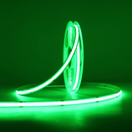 MALIIGAZA 24V COB LED Strip Green Color 8mm Width LED Light Bar Tape, High Bright Dotless Dimmable Flexible LED Ribbon, 5m 16.4FT for Party House Indoor Decor Lighting (DC24V, Without Power Supply)