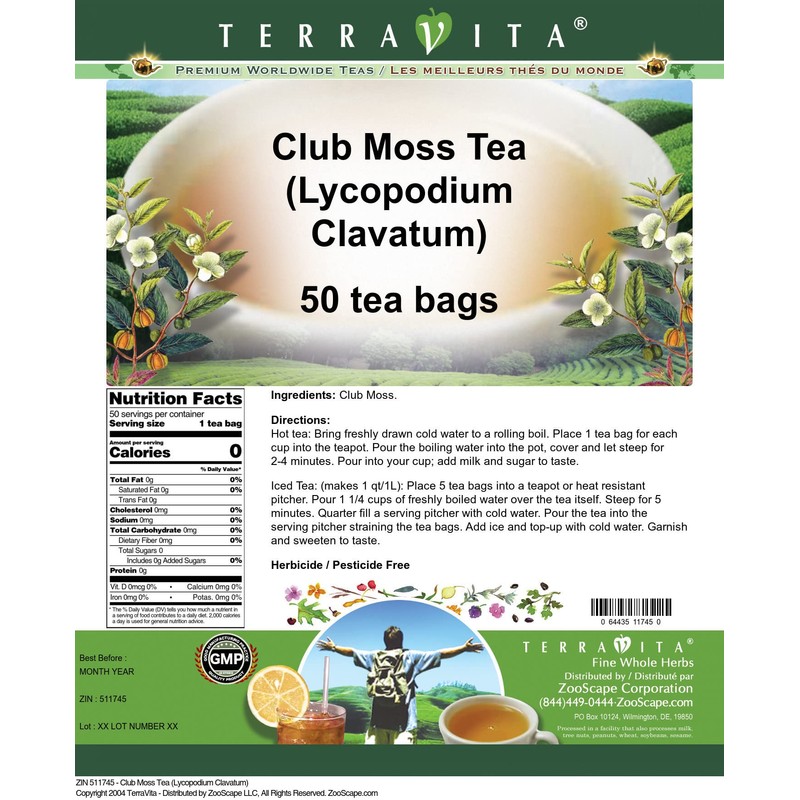 Club Moss Tea (Lycopodium Clavatum) (50 tea bags, ZIN: 511745)