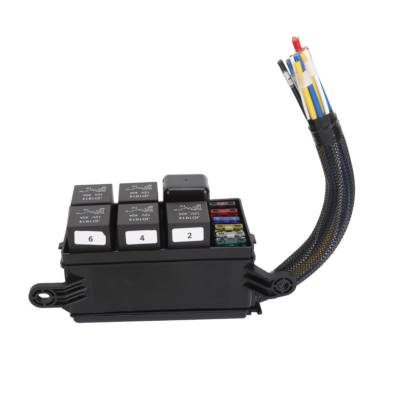 12V Fuse and Relay Box Kit 6Pcs 4 Pin Relays