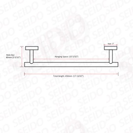 SEIDO Heavy Duty Commercial Grade-304 Stainless Steel 450mm/17.7-inch Total Length Bathroom Towel Bar, Hanging Space 400mm/15.7-inch Space-Saving Single Towel Rod, Full Brushed Finish