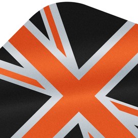 Mission Darts Alliance Flights | Extra Strong Premium UV Flights | Union Jack Standard Shape 150 Micron, Orange, 5 Sets of 3 Flights (5XF3132)