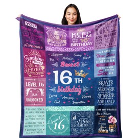 16th Birthday Gifts for Girls - Sweet 16 Gifts for Girls - 16 Year Old 60"X50" Blanket for Birthday - Gifts for 16 Year Old Girl - 16th Birthday Gift Ideas - Sweet Sixteen Birthday Decorations