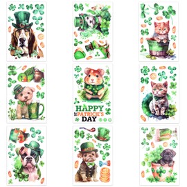 96pcs St. Patrick's Day Window Stickers for Glass, Dogs, Cats, Animals, Irish Clover Window Stickers, Double-Sided Window Stickers for St. Patrick's Day Decorations, Ornaments Party