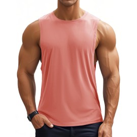 MAGCOMSEN Workout Shirts for Men Sleeveless Quick Dry Gym Muscle Tank Top Athletic T-Shirts Tops Pink L