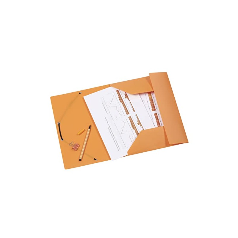 Viquel 3-Flap Polypropylene Folder With Elasticated Fasteners, A4, Orange