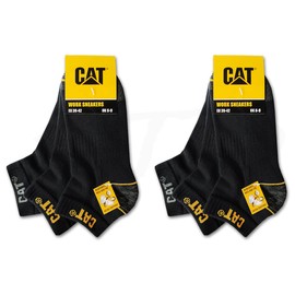 CAT Caterpillar 6 Pairs Work Trainers Work Socks Stockings in Sizes 6-16, 6 Pairs Black