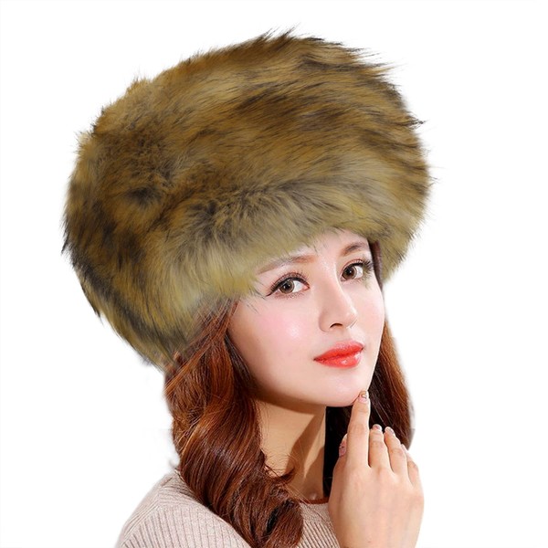 LYING Fur Russian Hat Cold Weather Hat with Tail Fur Hat Men's Women's Winter Cap Large Size Faux Fur Fluffy Moko Hat, Thick, Warm, Bicycle, Commute, Work Commute, Snow, Outdoor Work, Outdoor Walks, Cold Protection, Unisex, Braun