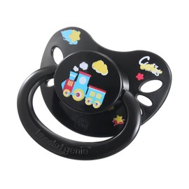 Landofgenie Adult Sized Pacifier Large Handle Large Shield Cute Print Pacifier Black