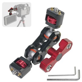 FIFIELD Camera Magic Arm, Flexible Articulating Arm with 1/4” Screws, Field Monitor Mount with Dual Ballhead, Aluminum (Black)