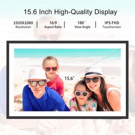 Frameo Digital Picture Frame,15.6 Inch 32GB Large WiFi Digital Photo Frame with 1920x1080 Full HD Touchscreen,Wall Mountable,Auto-Rotate,Easy to Send Pictures and Videos via Free App