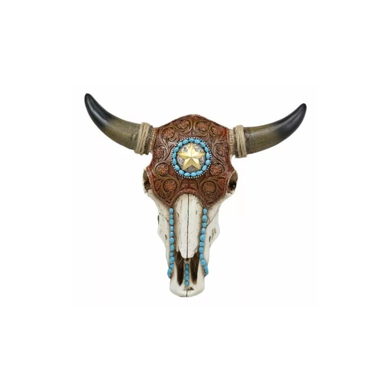 Ebros Gift Western Star Tooled Leather Steer Bison Buffalo Bull