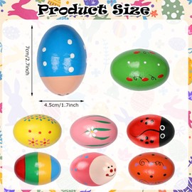 Wooden Easter Eggs, Pack of 8 Percussion Musical Egg Shakers, Wooden Easter Eggs, Musical Toys for Babies, Eggs, Maracas, Wooden Egg Shakers, Easter Eggs Decoration for Easter Basket Stuffer, Easter