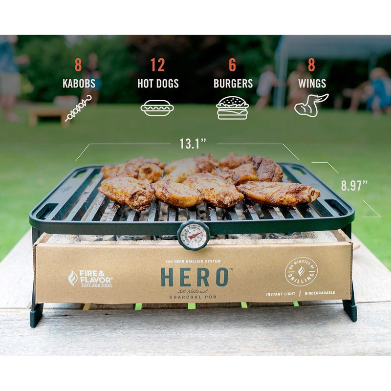 Fire & Flavor Hero Grill System - Ultra-Portable Grill for
