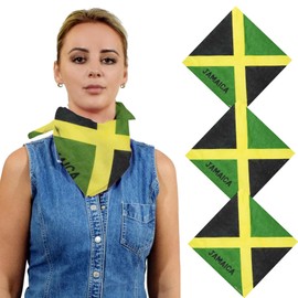 Basic Sense Jamaica Flag Bandana, Cotton Carnival Biker Bandanna, Headwear, 3PCS Combo