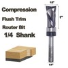 SICWOOD Compression Top Bearing Flush Trim Router Bit 1/4 Shank