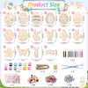 Sublaga 301 PCS Easter Wooden Hanging Ornaments Unfinished Wood Slices
