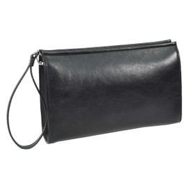 A1 FASHION GOODS Mens Leather Wrist Clutch Bag, Travel Organiser with Detachable Long Strap Murse (Black)
