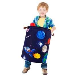 Khelo Kids Laundry Basket - Astronaut Space Rocket Themed - Canvas Hamper, Kids Clothes Storage for Boys, Girls -& Toddler - Waterproof Foldable Laundry Basket with Handles, 45L