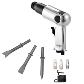 Compact Pistol-Grip Air Hammer 3500BPM 2.76 Inch Stroke 4PCS Chisels Shank Pneumatic Hammer Drills 4pcs Air Hammer DrillingDefault: Default