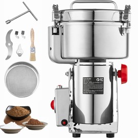 Happybuy 2000g Electric Grain Mill Grinder, High Speed 3400W Commercial Spice Grinders, Stainless Steel Pulverizer Powder Machine, for Dry Grains Spices Cereals Coffee Corn Pepper, Swing Type