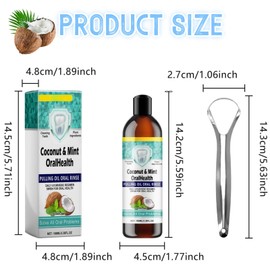 Kokosöl Mundspülung,Kokosnuss-Ziehöl für die Zähne,Mundziehöl mit Kokosnuss Pfefferminzöl,100ml Aufhellendes Öl Mundspülung,Kokosöl Mundspülung für Zähne,Mundspülung mit Zungenschaber,für Mundpflege