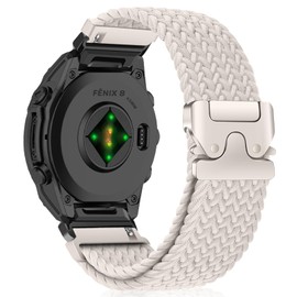 SeNool QuickFit 20mm Straps for Garmin Fenix 8 43mm/Fenix 7S Pro Solar/Fenix 7S/ Fenix 6S/Fenix 6S Pro/Fenix 5S, Nylon Braided Wristbands Watch Band for Garmin Descent Mk3S/Descent Mk3Si - Starlight