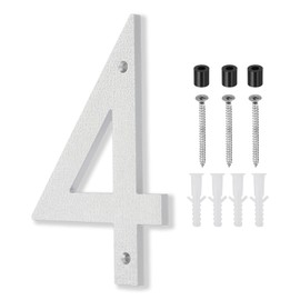 PATIKIL 10 Inch House Number, House Address Numbers Sign Large Floating Modern with Screws for Outside Door Wall Street, Silver, 4