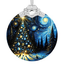 Christmas Ornaments 2025 Faux Stained Glass Effect, Christmas Tree Ornaments Dated, Acrylic Suncatcher Gifts Exchange, Unique Suncatcher Xmas Stocking Stuffers for Women, Men (Starry Tree)